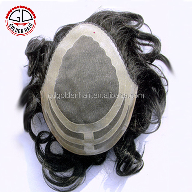 High Quality Indian Virgin Remy Human Hair Toupee Hairpiece For Men