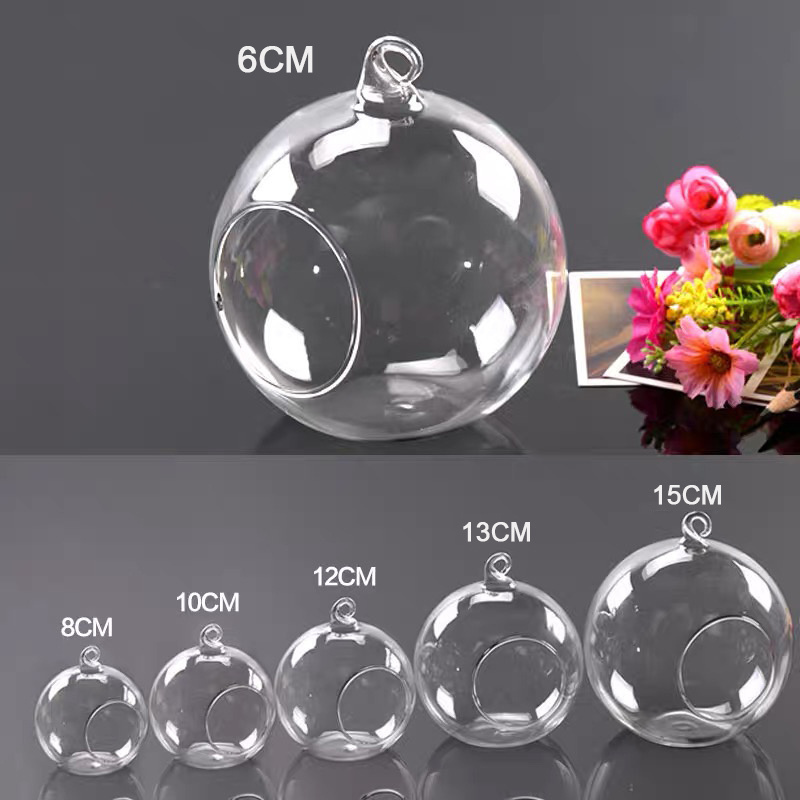 Wholesale Customized Clear Creative Romantic Wedding Dinner Decor Globe Ball Tea light Hanging Candle Glass Holder