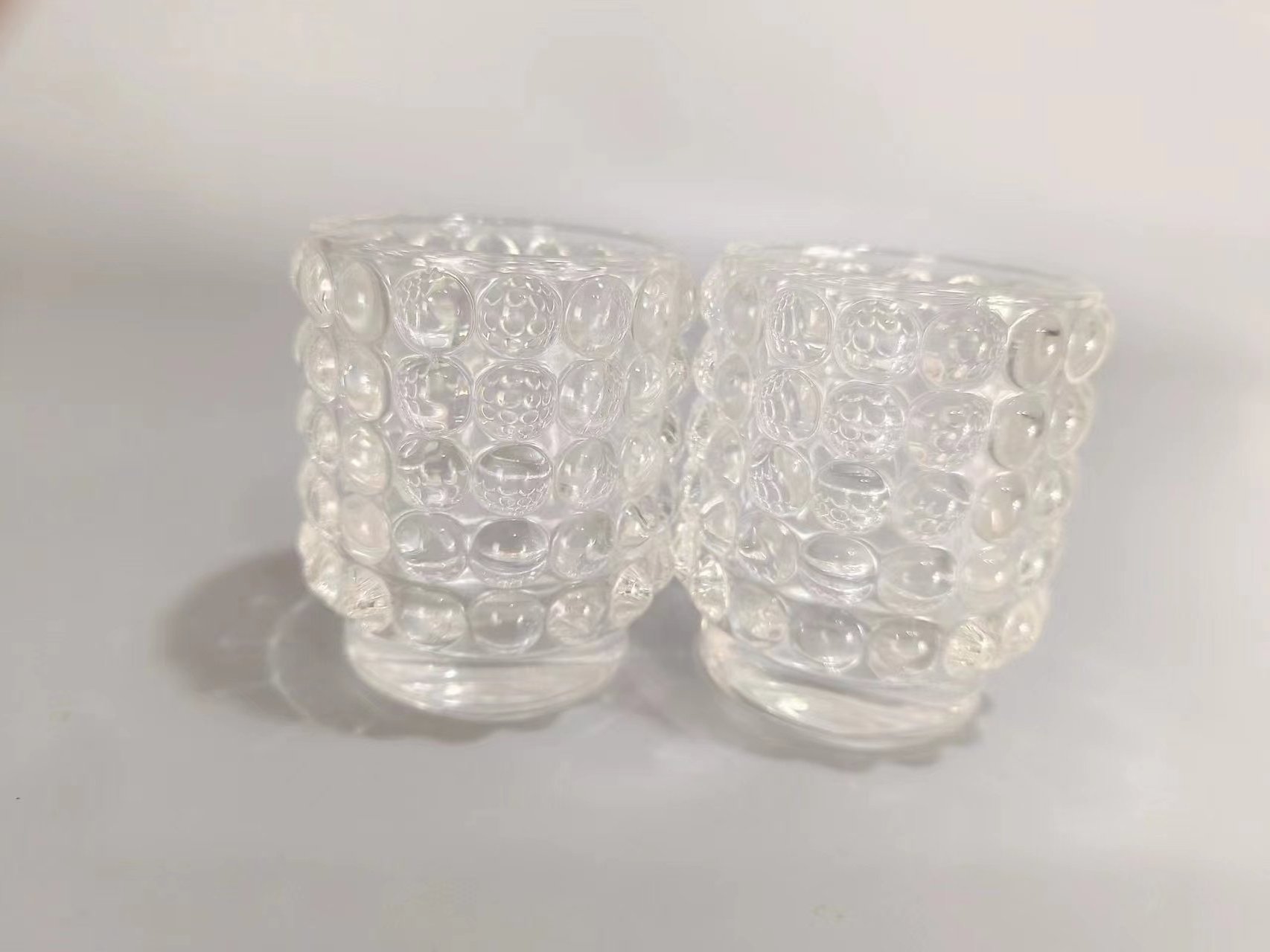 EIPP Clear Crystal Transverse Grain Sturdy Round Glass Taper Votive Candle Holders for Home Decor