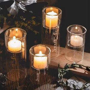 Pary and Wedding Supplies Remote clear transparent Glass Taper Candle Holder votive candle holder For Wedding Decoration