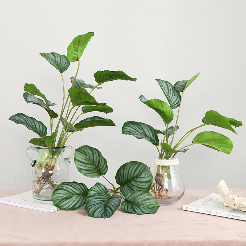 Wholesale High Quality Indoor Calathea Succulent Artificial Plant Palm Potted Trees for Home Decor