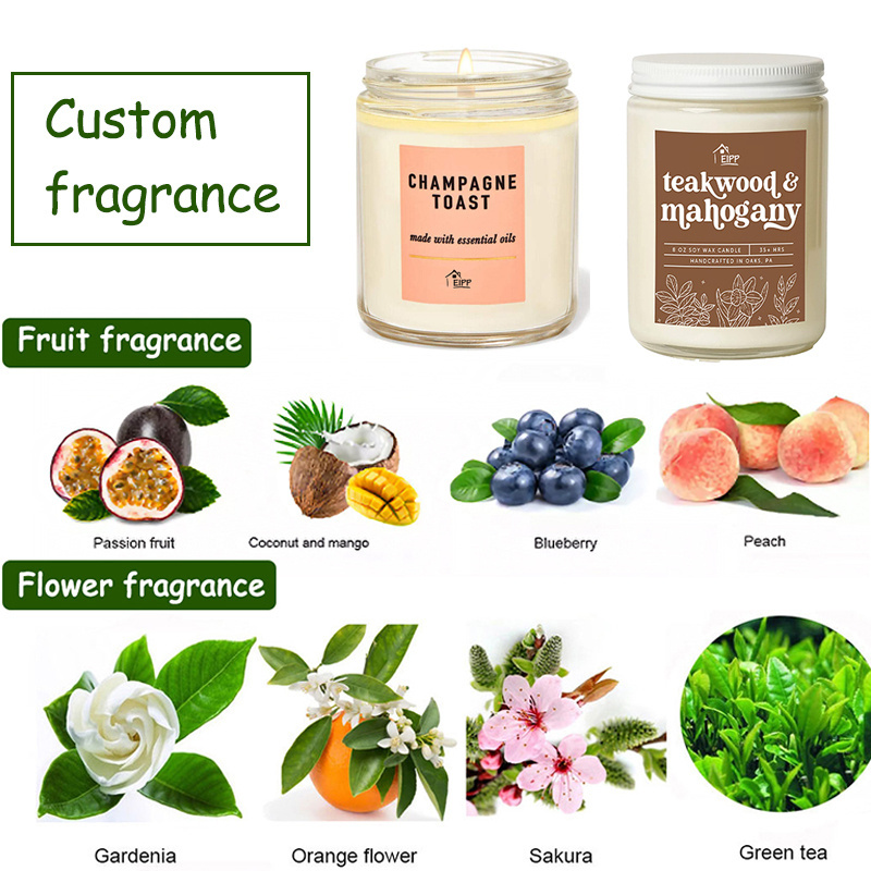 custom logo packaging champagne toast mahogany teakwood scent candles luxury private label with lid