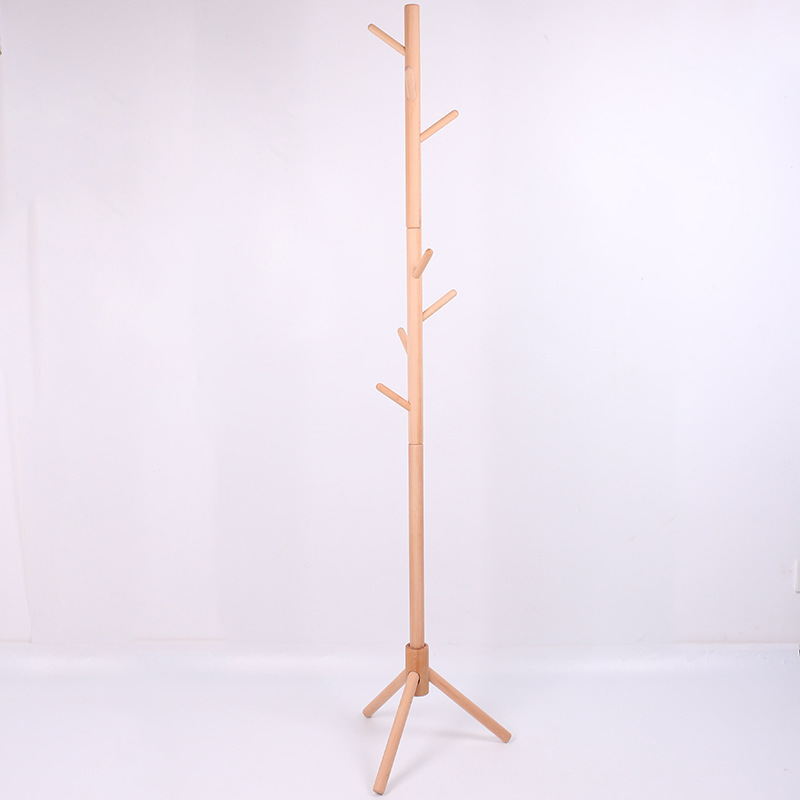 High quality solid wood natural coat hanger custom design swivel floor fashion standing rack clothes coat racks