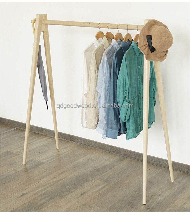 High Quality Living Room Home Hotel  Modern Design Cloth Stand Hanger Wooden Clothes Rack