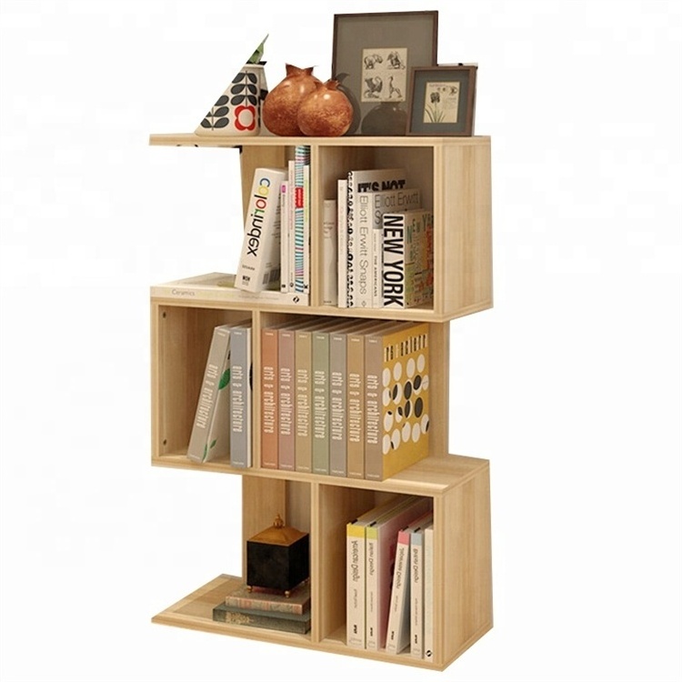 Living room library furniture wooden book shelving back shaped bookshelf