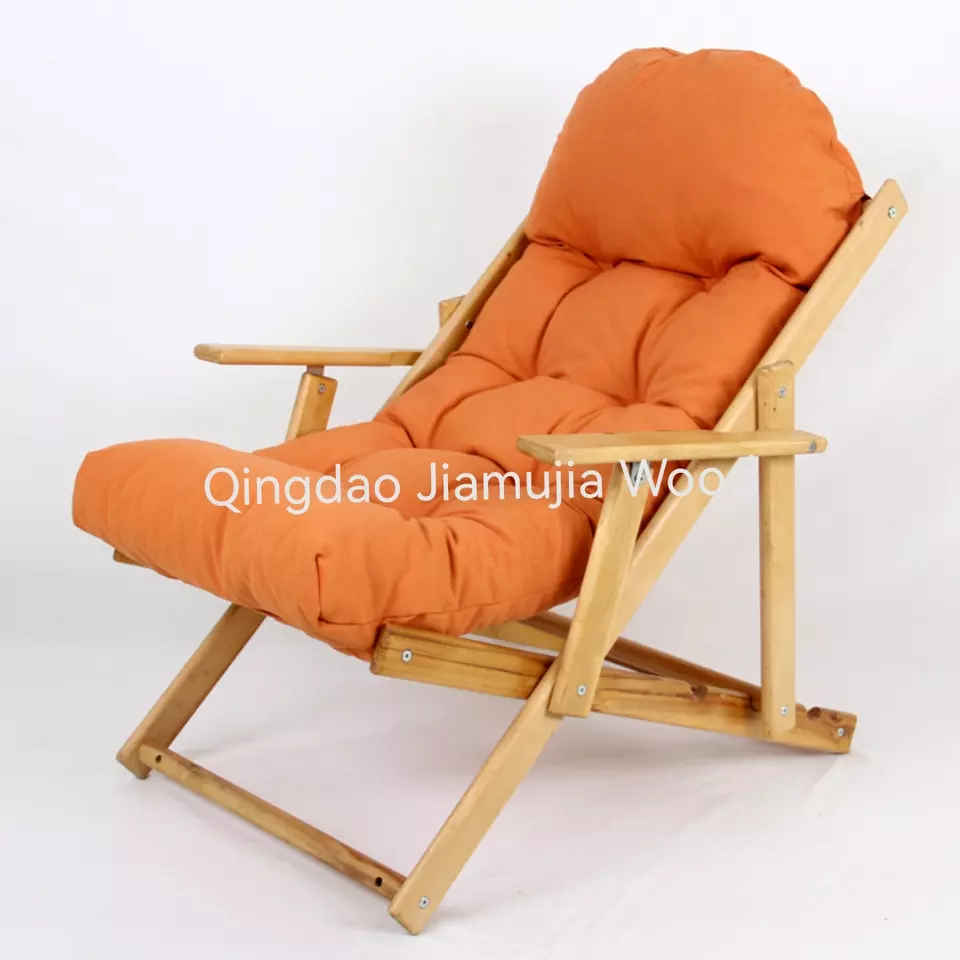 Factory Direct Sale Wood Beach Chair Folding Relax Chair Adult Lounge Chair For Living Room