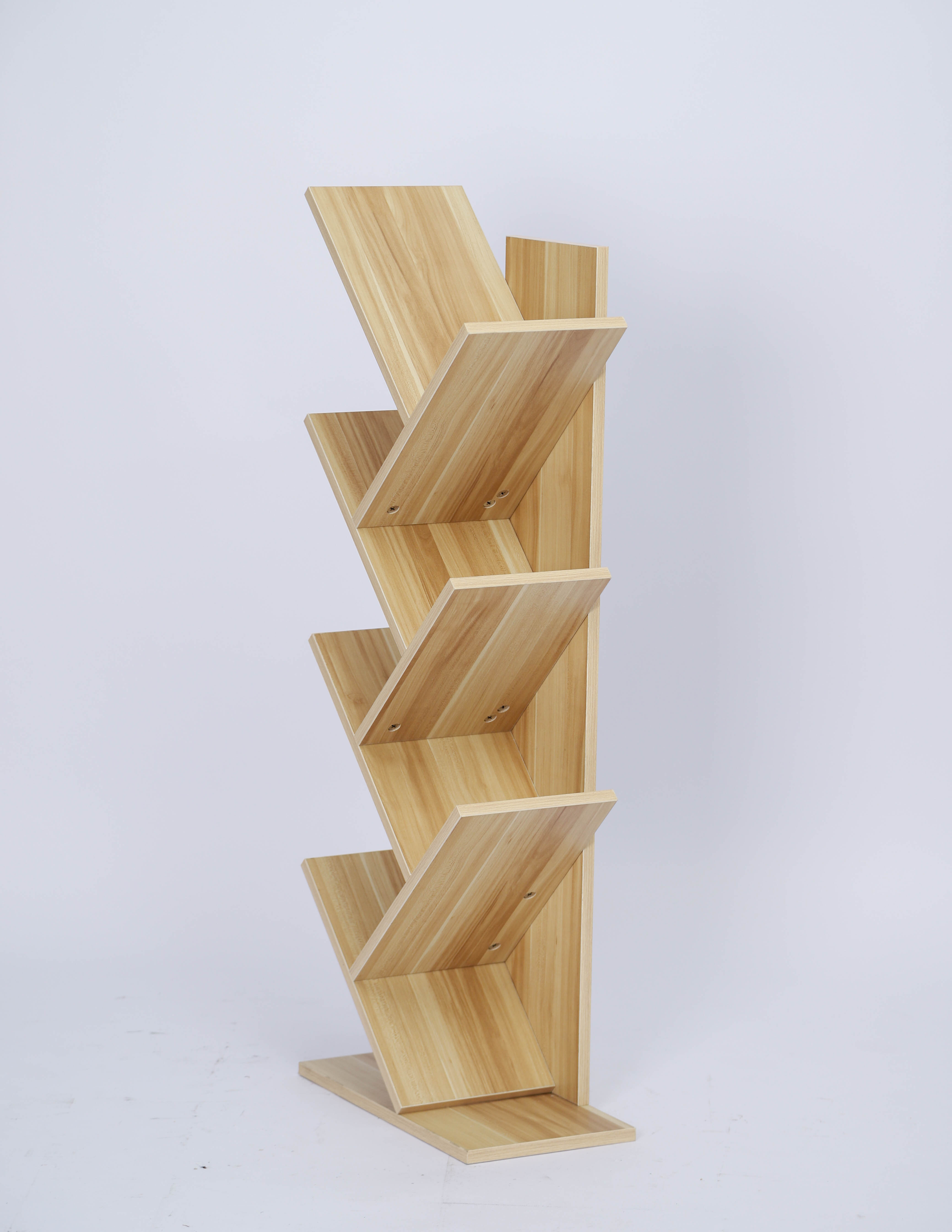 Floorstanding Wooden Book Shelf Tree Shape Decoration Display Shelf For Home Living Room Study Room