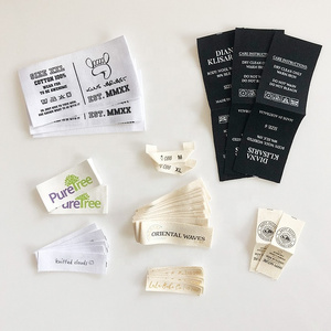 Customized design One color print natural offwhite cotton garment labels/clothing tags/silk screen printed cotton label tags