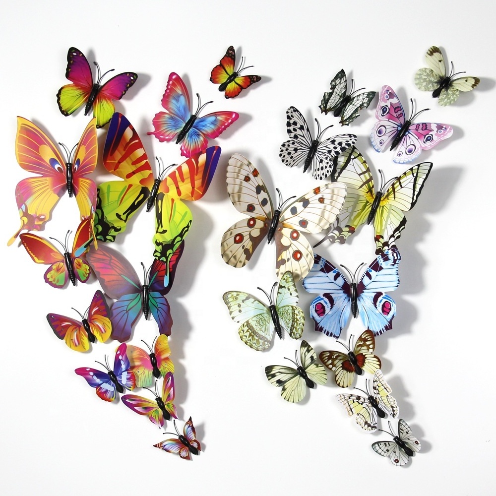 Artificial butterfly wall decoration 3D butterfly 12 pcs per set children's bedroom mall decor wedding decoration