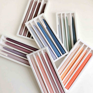 J-119 Handmade Taper Candles Set of 6 Colored Hand Dipped Wedding Candles Earth Warm Brown Candles