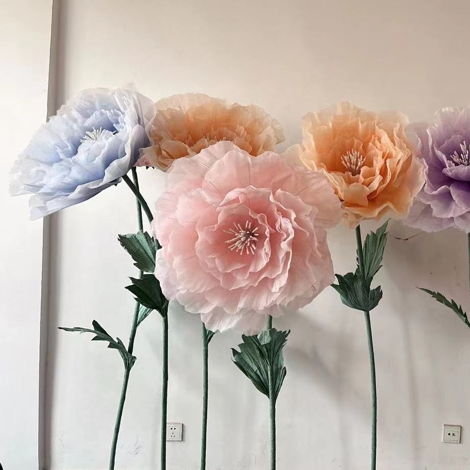 Mechanical electric automatic flower opening artificial event decor giant flowers for wedding decoration