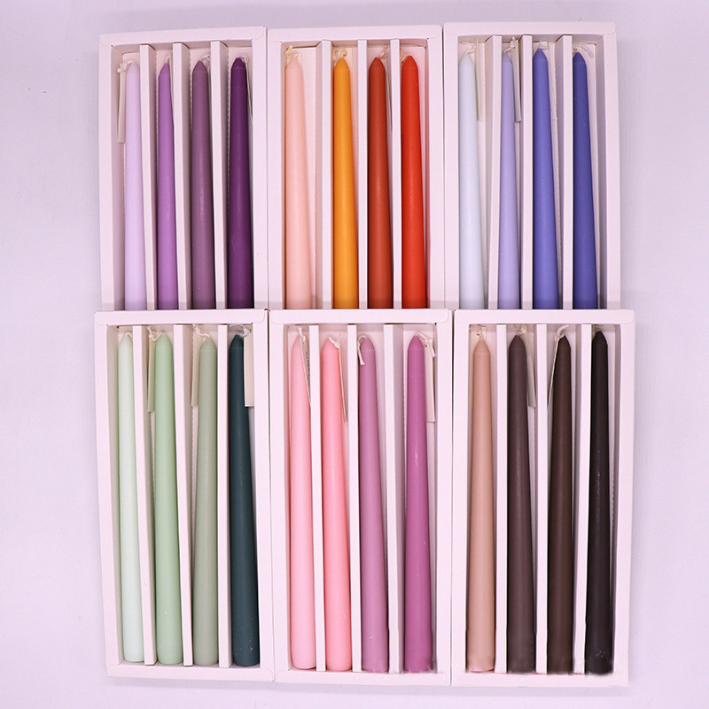 J-119 Handmade Taper Candles Set of 6 Colored Hand Dipped Wedding Candles Earth Warm Brown Candles