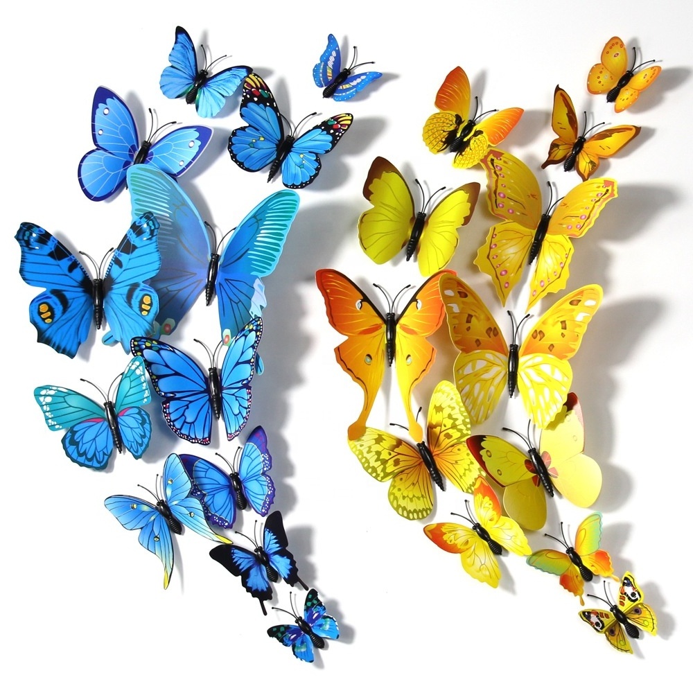 Artificial butterfly wall decoration 3D butterfly 12 pcs per set children's bedroom mall decor wedding decoration