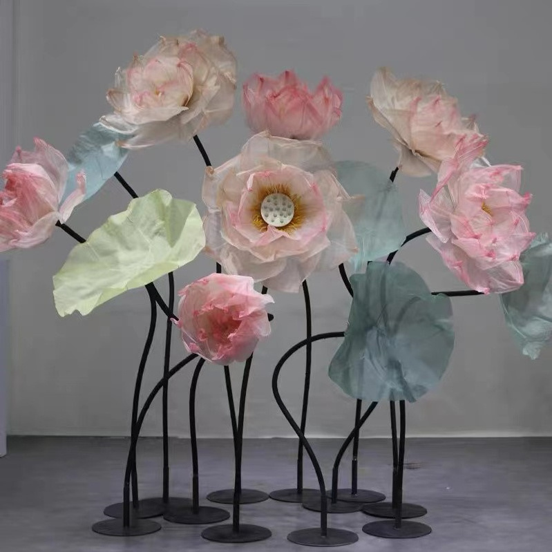 Mechanical electric automatic flower opening artificial event decor giant flowers for wedding decoration