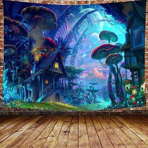 W-119 Manufacturer Colorful Abstract Hippie Trippy Wall Hanging Psychedelic Mushroom Wall Tapestry For Home Decor