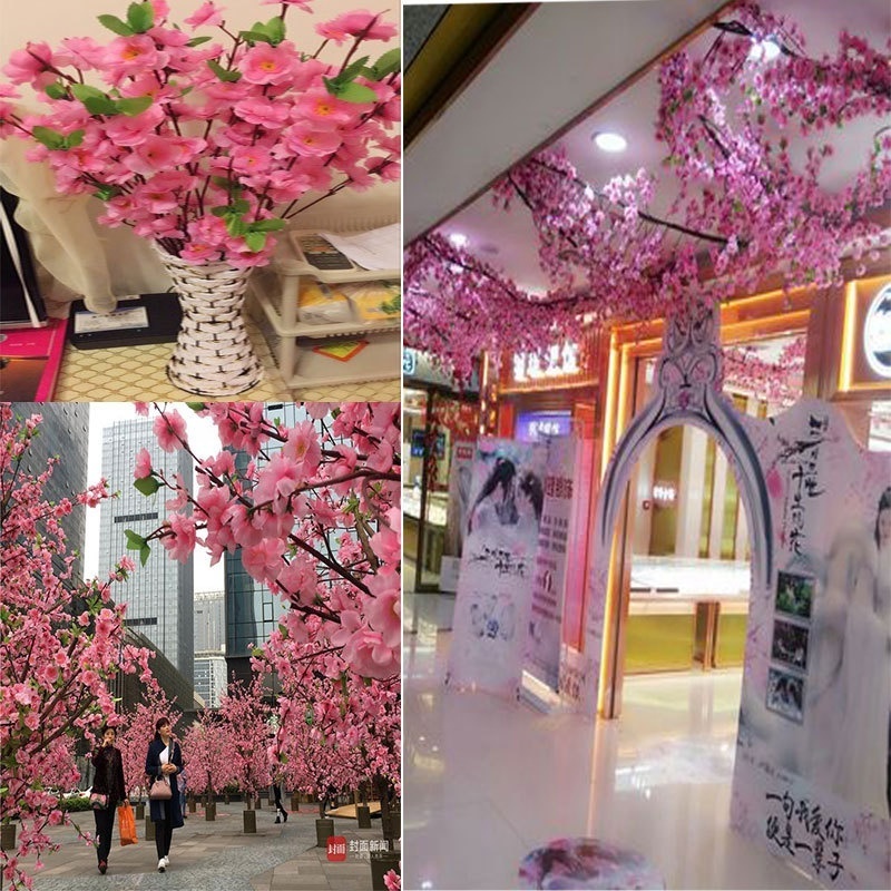 W-266 Artificial peach blossom branches cherry blossoms plastic dried flowers living room decoration interior decoration