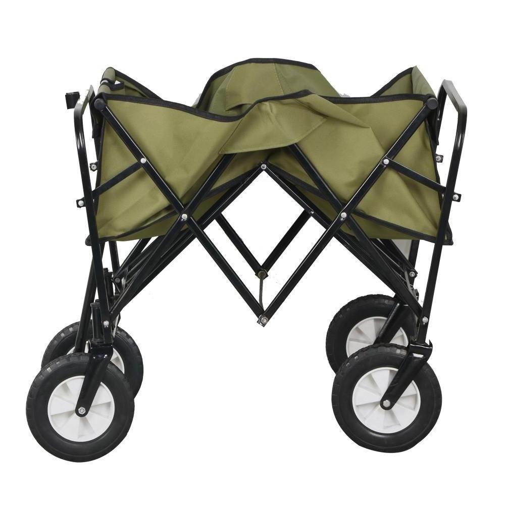 300lbs outdoor high pu material big wheel metal folding wagon used sand beach 7inch pu wheel with plastic rim