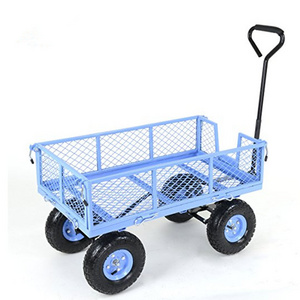 TC1804AH Steel Mesh Wagon Cart Cheap Garden Trolley 4 Wheels Good Quality Utility Cart