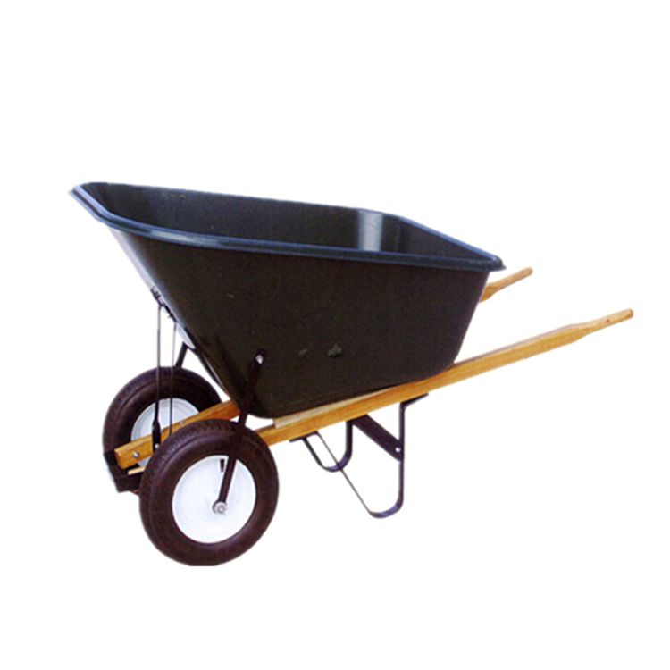 wooden handle two wheels large load wheelbarrow factory