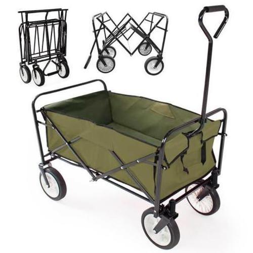 300lbs outdoor high pu material big wheel metal folding wagon used sand beach 7inch pu wheel with plastic rim