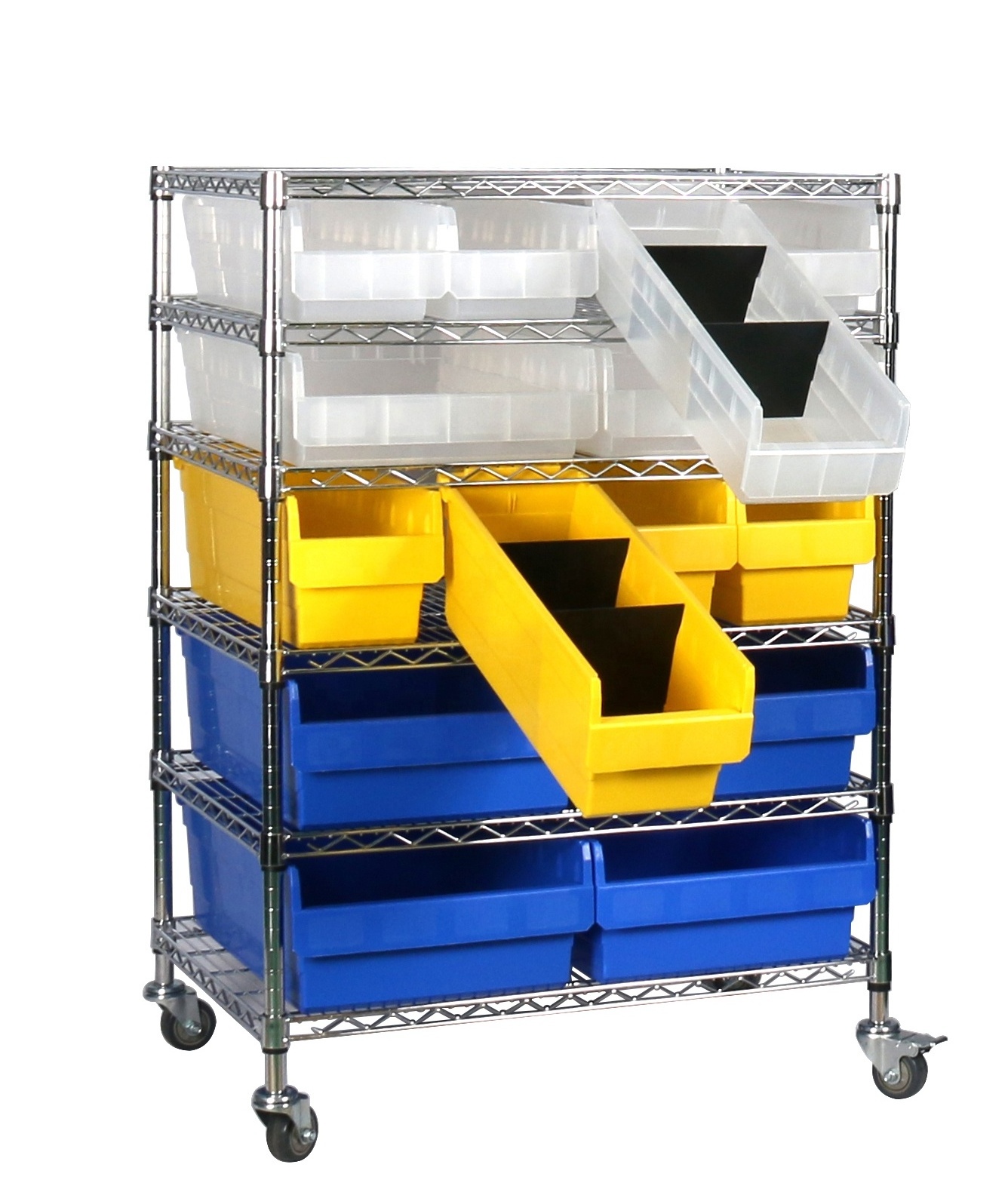 Heavy duty wire shelving display rack with wheels