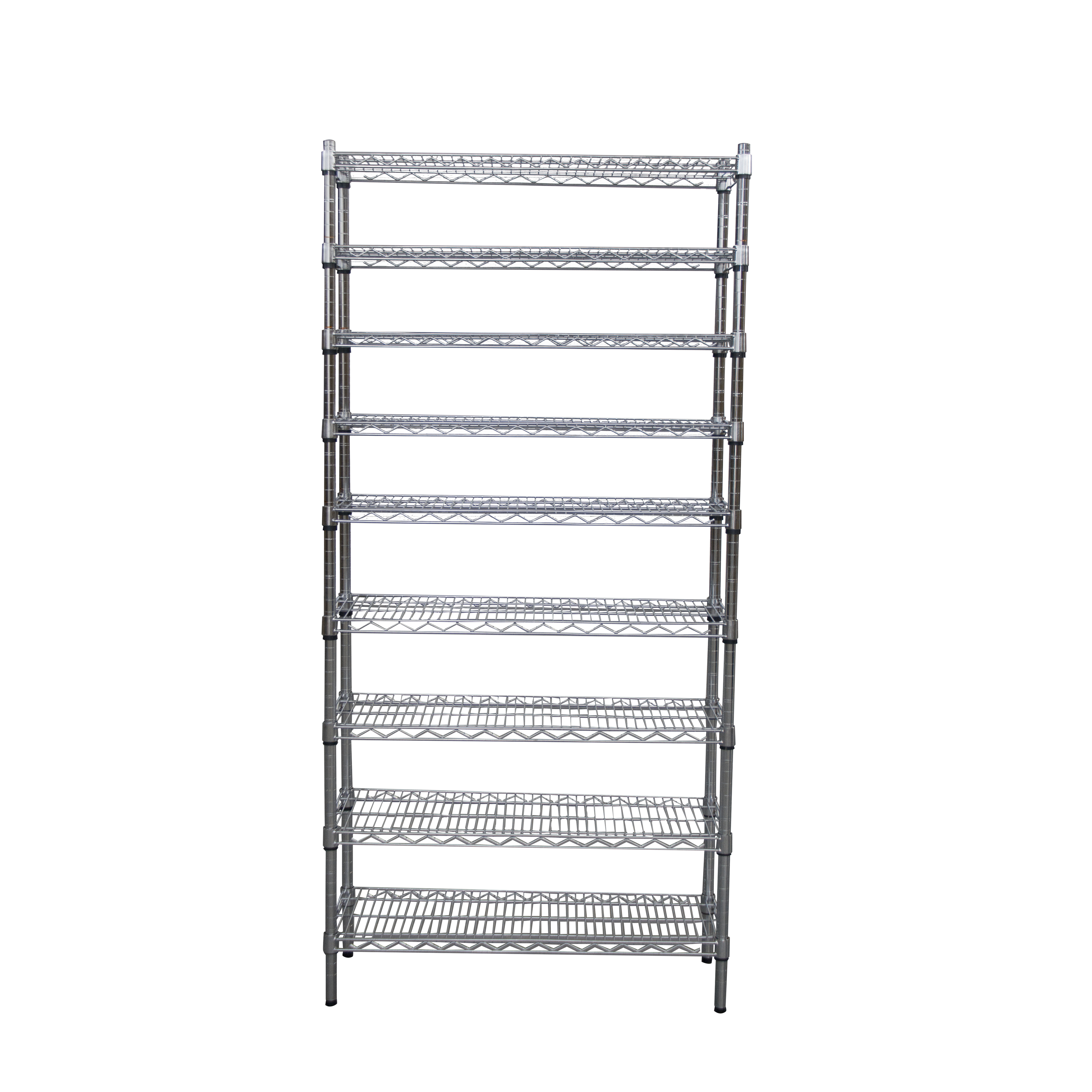 Industrial chrome wire shelving with shelf bins for sale