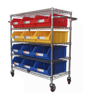 Warehouse storage heavy duty industrial chrome wire shelving with storage bin