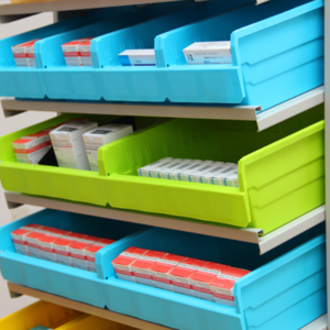 Single side storage shelf bin pick rack unit and kanban system