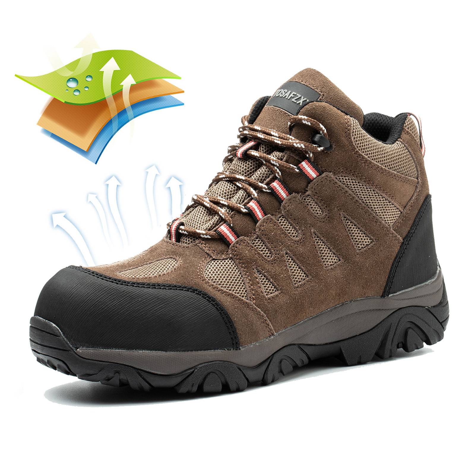 Men's Waterproof Safety Shoes Leather Breathable Sneaker Man Hiking Boot for Walking Trekking Outdoor Climb Shoe Combat Boot