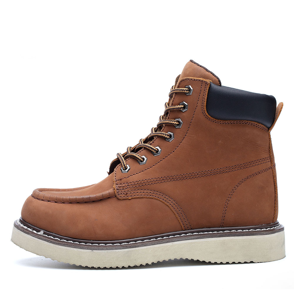 Comfortable Nubuck Leather rubber sole work boots With Steel Toe