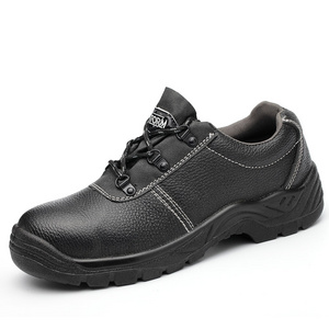 Casual Black Low Cut Embossed Leather PU Outsole Work Safety Shoes For Men