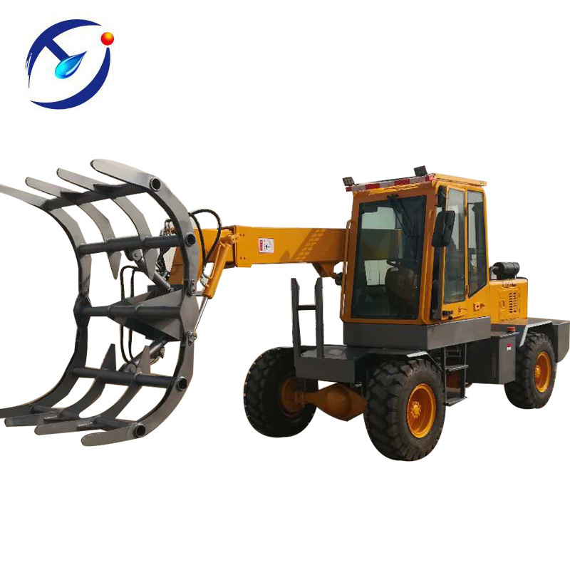 Chinese telescopic arm grabber loader for cotton, sugar cane, vegetables, branches, feed, wood, waste...