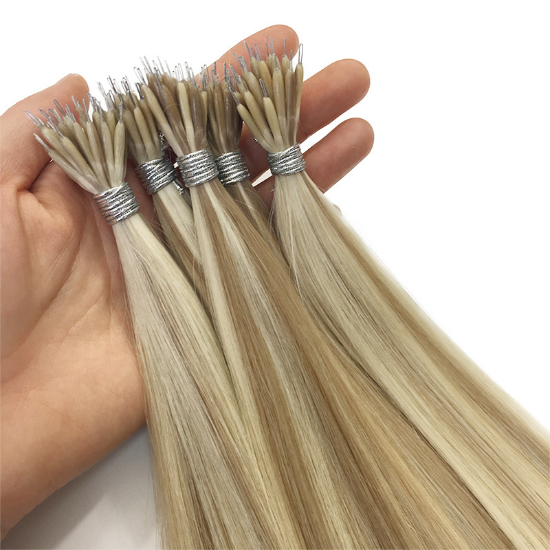 Russian high quality affordable black brown double drawn blonde Nano micro ring hair extensions