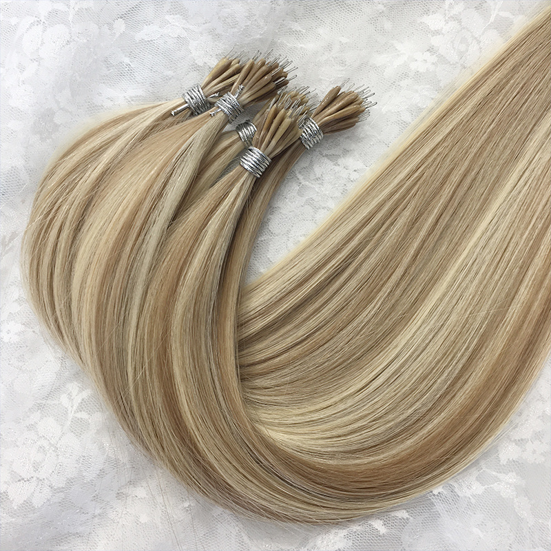 Russian high quality affordable black brown double drawn blonde Nano micro ring hair extensions