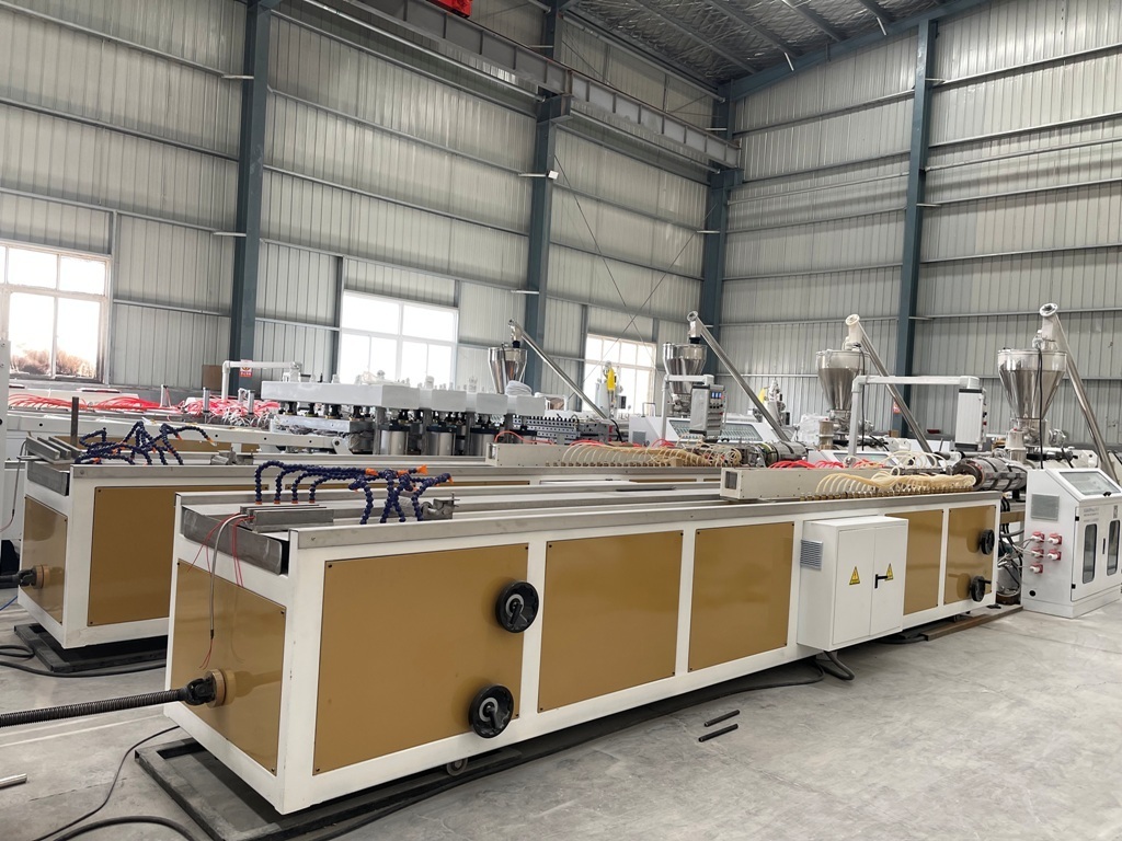 PVC WPC Plastic Processed Extrusion Line Wood Door Flooring Panel Decking Profile Making Machine