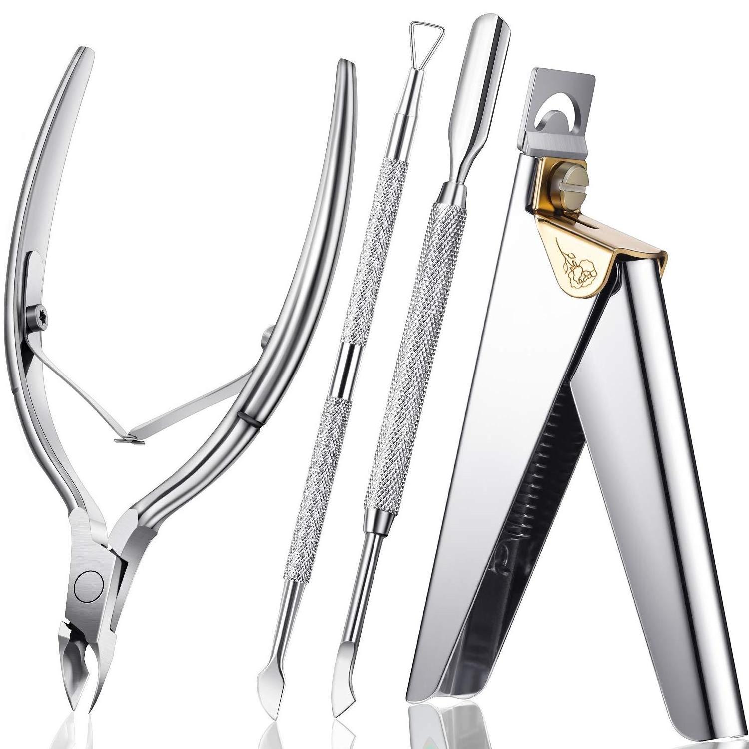 2023 Professional Nail Art  Stainless Steel Clipper False Nails Tips Cutters Cuticle Trimmer Nipper Cuticle Remover Tools Set