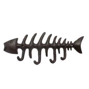 factory sale cast iron metal fish bones shaped wall mount coat  hooks for home decor hanging clothes