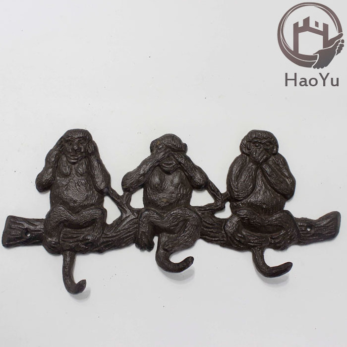 factory sale cast iron metal fish bones shaped wall mount coat  hooks for home decor hanging clothes