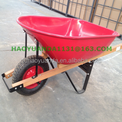 Large tray 80L capacity power load wood handle wheelbarrow for Planting picking Farms pasture lands orchard wheel barrow