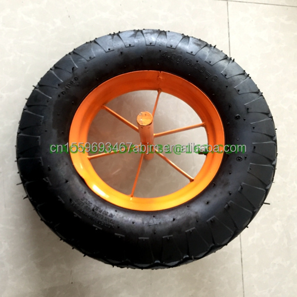 14'' 16'' 3.50 4.00-8 spoke steel rim pneumatic rubber wheel for wheelbarrow vehicle trolley spare wheel 16 inch air wheel