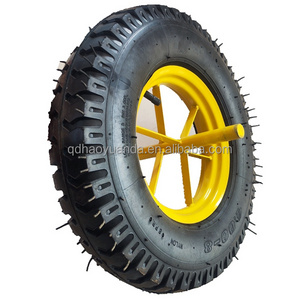 16 INCH  4.00-8 wheelbarrow wheel with solid steel axle 8PR pneumatic rubber wheelbarrows wheel heavy duty style wagon wheel