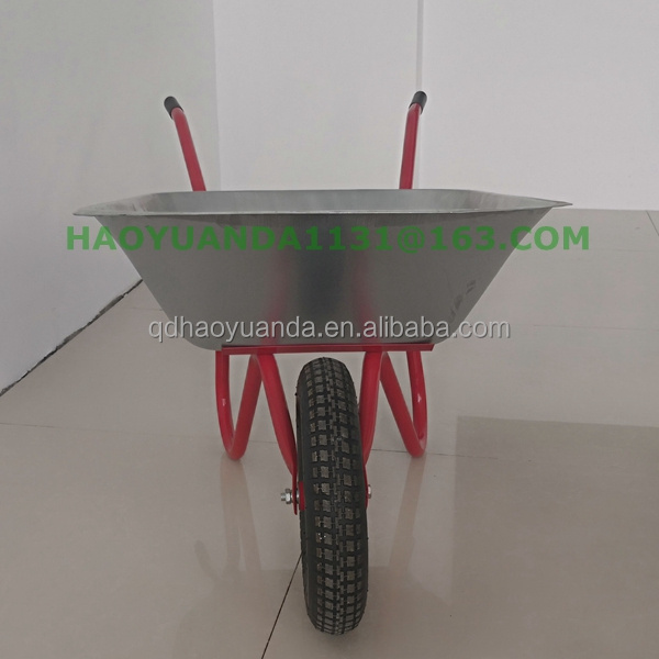 China Qingdao cheap price galvanized wheel barrow with 3.25/3.00-8 pneumatic wheel construction wheelbarrow 65L  Wheelbarrow