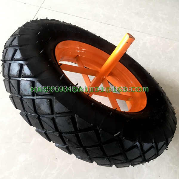 14'' 16'' 3.50 4.00-8 spoke steel rim pneumatic rubber wheel for wheelbarrow vehicle trolley spare wheel 16 inch air wheel