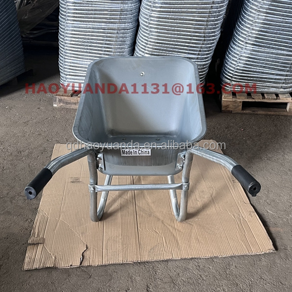 Construction Industrial Garden Heavy Duty Metal Wheel Barrow galvanized wheelbarrow with rubber solid wheel 110L capacity 180kg