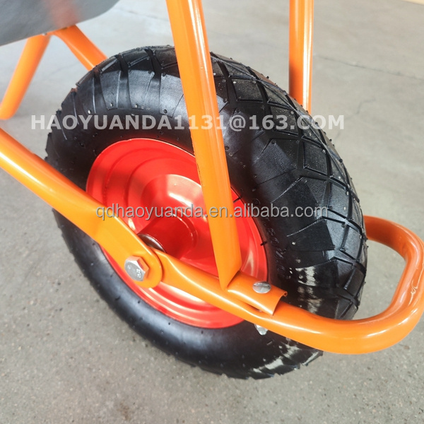 CHINA QingDao heavy duty construction wheelbarrow with 100L Galvanized tray steel wheel barrow 180kg capacity Wheelbarrow