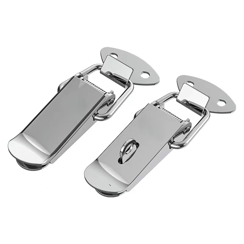 Custom high quality stainless metal thicken spring draw suitcase hasp lock stainless draw latch