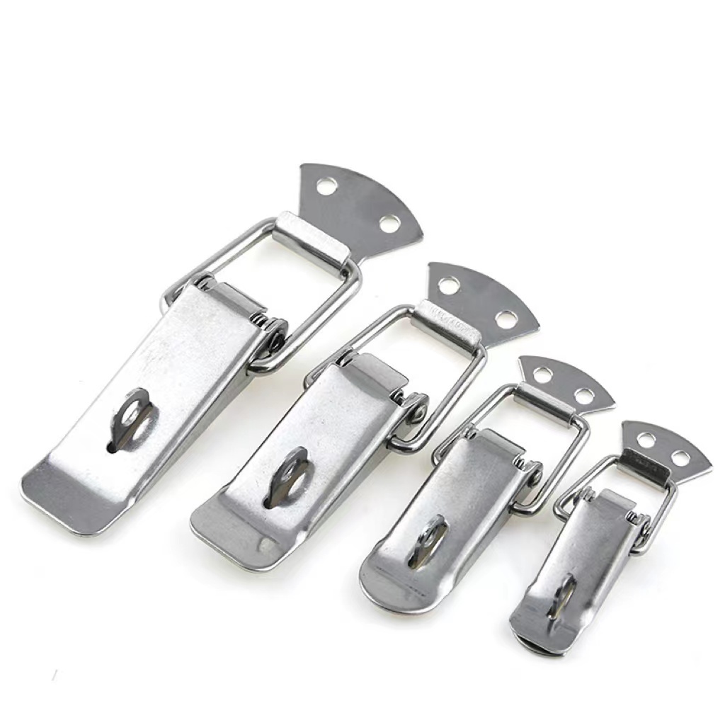 Custom high quality stainless metal thicken spring draw suitcase hasp lock stainless draw latch