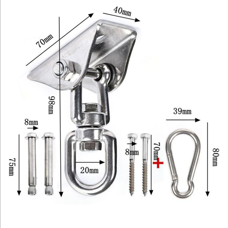 360 Degree Stainless Steel Swivel Ceiling Chair Hook With Screw Load Bearing Rotary Hook For Hanging Swing Hook Accessories