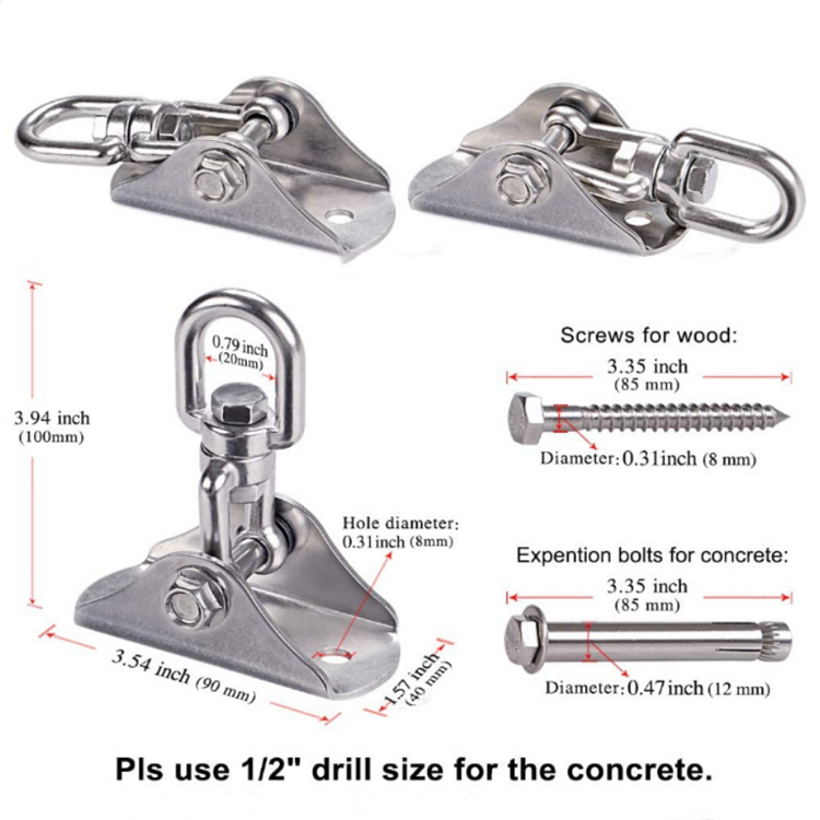 360 Degree Stainless Steel Swivel Ceiling Chair Hook With Screw Load Bearing Rotary Hook For Hanging Swing Hook Accessories