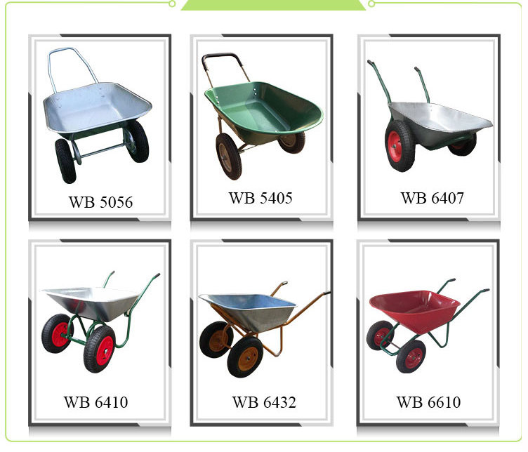 WB6610 Wholesale Hot Sale Heavy Duty Metal Two Wheel Heavy Duty Wheelbarrow